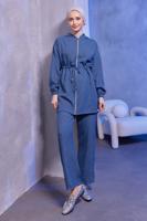 Tesettür giyim LACİVERT KAPÜŞONLU PANTOLONLU TAKIM T 1493