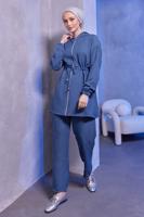 Tesettür giyim LACİVERT KAPÜŞONLU PANTOLONLU TAKIM T 1493