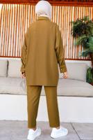 Tesettür giyim TABA GÖMLEK YAKA PANTOLONLU TAKIM T 15616