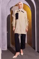 Tesettür giyim SİYAH BÜZGÜ DETAYLI PANTOLONLU TAKIM T 1804