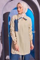 Tesettür giyim LACİVERT BÜZGÜ DETAYLI PANTOLONLU TAKIM T 1804