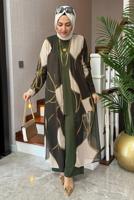Vêtements hijab KAKI COSTUME PANTALON À MOTIFS T 1905