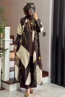 Vêtements hijab BRUN COSTUME PANTALON À MOTIFS T 1905