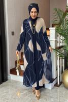 Vêtements hijab BLEU MARINE COSTUME PANTALON À MOTIFS T 1905