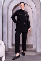 Tesettür giyim SİYAH TAŞ DETAYLI PANTOLONLU TAKIM T 2083