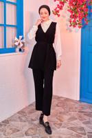 Tesettür giyim SİYAH KUŞAKLI PANTOLONLU TAKIM T 2093