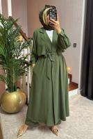 Vêtements hijab KAKI COSTUME PANTALON CEINTURE T 2528