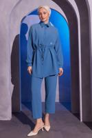 Hijab clothing NAVY BLUE PANTS SUIT WITH GEM T 2804