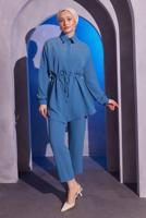 Hijab clothing NAVY BLUE PANTS SUIT WITH GEM T 2804
