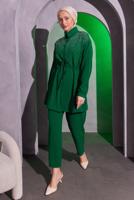 Tesettür giyim YEŞİL TAŞ DETAYLI PANTOLONLU TAKIM T 2804