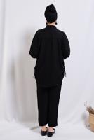 Tesettür giyim SİYAH ZİNCİR DETAYLI PANTOLONLU TAKIM T 2812