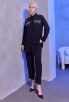 Tesettür giyim SİYAH TAŞ DETAYLI PANTOLONLU TAKIM T 3093