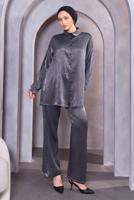 Hijab clothing BLACK SHIRT COLLAR PANTS SUIT T 3193
