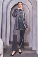 Hijab clothing BLACK SHIRT COLLAR PANTS SUIT T 3193