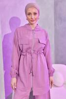 Tesettür giyim MOR BELİ BAĞCIKLI PANTOLONLU TAKIM T 3304