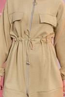 Tesettür giyim KAHVE BELİ BAĞCIKLI PANTOLONLU TAKIM T 3304