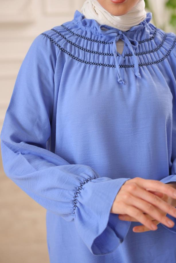 Vêtements hijab  TIED COLLAR PANTS SUIT T 34616 - TRENDTESETTÜR