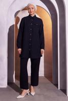 Tesettür giyim SİYAH PANTOLONLU MÜSLİN TAKIM T 3904
