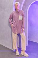 Tesettür giyim MOR GÖMLEK YAKA PANTOLONLU TAKIM T 4004