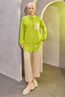 Tesettür giyim YEŞİL GÖMLEK YAKA PANTOLONLU TAKIM T 4004