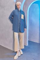 Tesettür giyim LACİVERT GÖMLEK YAKA PANTOLONLU TAKIM T 4004