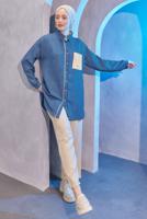 Tesettür giyim LACİVERT GÖMLEK YAKA PANTOLONLU TAKIM T 4004