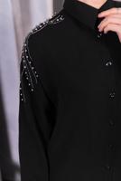 Tesettür giyim SİYAH BONCUK DETAYLI PANTOLONLU TAKIM T 4093