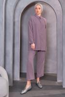 Tesettür giyim PEMBE BONCUK DETAYLI PANTOLONLU TAKIM T 4093