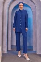 Tesettür giyim LACİVERT GÖMLEK YAKA PANTOLONLU TAKIM T 4393