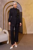 Tesettür giyim SİYAH PİLİSE DETAYLI PANTOLONLU TAKIM T 4493