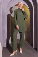 Tesettür giyim HAKİ PANTOLONLU MÜSLİN TAKIM T 4904