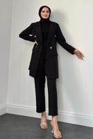 Tesettür giyim SİYAH KRUVAZE YAKA PANTOLONLU TAKIM T 4995
