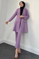 Tesettür giyim MOR KRUVAZE YAKA PANTOLONLU TAKIM T 4995