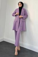 Tesettür giyim MOR KRUVAZE YAKA PANTOLONLU TAKIM T 4995