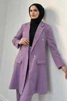 Tesettür giyim MOR KRUVAZE YAKA PANTOLONLU TAKIM T 4995