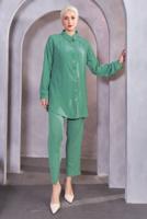Tesettür giyim YEŞİL BONCUK DETAYLI PANTOLONLU TAKIM T 5093