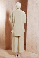 Tesettür giyim BEJ GÖMLEK YAKA PANTOLONLU TAKIM T 5991