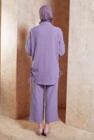 Tesettür giyim MOR GÖMLEK YAKA PANTOLONLU TAKIM T 5991