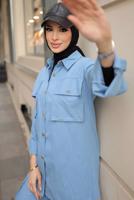 Hijab clothing BLUE CARGO POCKET PANTS SUIT T 6191