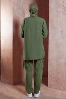 Tesettür giyim HAKİ KARGO CEPLİ PANTOLONLU TAKIM T 6191