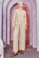 Hijab clothing BEIGE SHIRT COLLAR PANTS SUIT T 7683