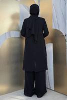 Tesettür giyim SİYAH TAŞLI PANTOLONLU TAKIM T 7848