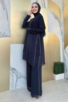 Tesettür giyim LACİVERT TAŞLI PANTOLONLU TAKIM T 7848