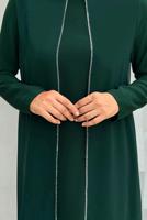 Tesettür giyim YEŞİL TAŞLI PANTOLONLU TAKIM T 7848