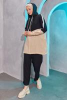 Tesettür giyim SİYAH KAPÜŞONLU PANTOLONLU TAKIM T 8004