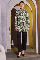 Tesettür giyim SİYAH DESENLİ PANTOLONLU TAKIM T 8304