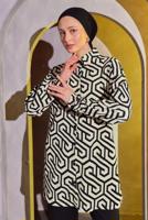 Tesettür giyim SİYAH DESENLİ PANTOLONLU TAKIM T 8304