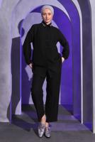 Tesettür giyim SİYAH BONCUK DETAYLI PANTOLONLU TAKIM T 9093