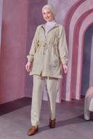 Hijab clothing BEIGE HOODED PANTS SUIT T 9393