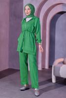 Tesettür giyim YEŞİL KAPÜŞONLU PANTOLONLU TAKIM T 9393